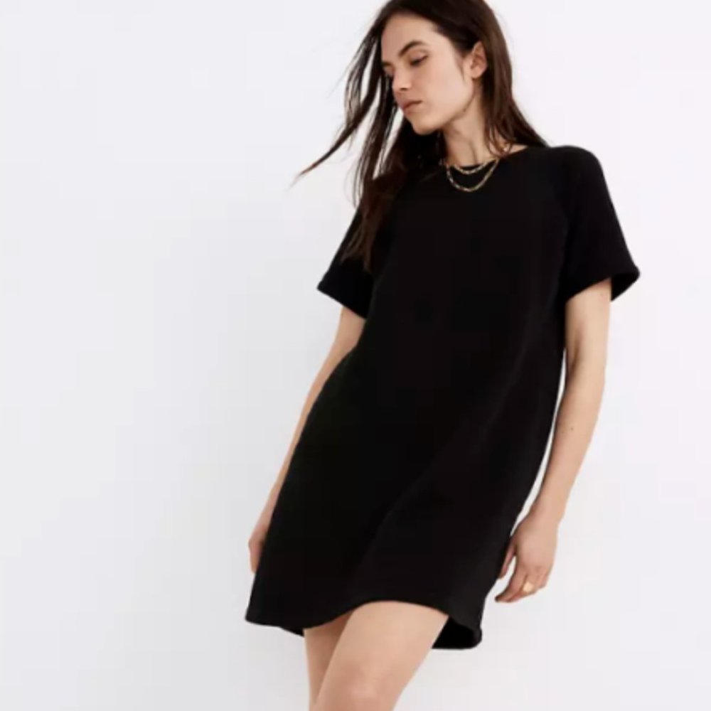 Madewell Black Sweatshirt Tee Dress